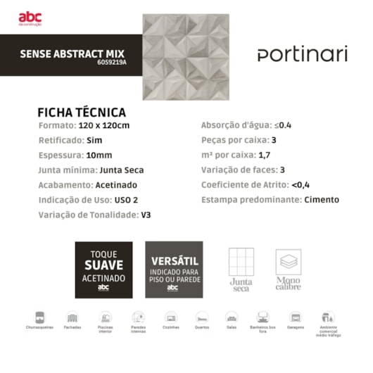Porcelanato Portinari Sense Abstract Mix Matte 58,4x58,4cm Retificado - Imagem principal - 8ed96a17-8ae7-495d-a38f-7957226f0970