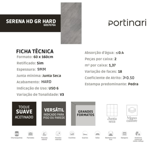 Porcelanato Portinari Serena Hd Gr Hard 60x120cm Retificado - Imagem principal - 42ebcaa9-e165-4af6-8c58-f13f314b2aa4