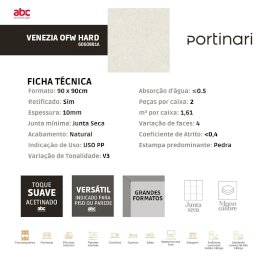 Porcelanato Portinari Venezia Ofw Hard 90x90cm Retificado - Imagem principal - 40f85e1f-3daa-408e-a234-9afca4c559f5