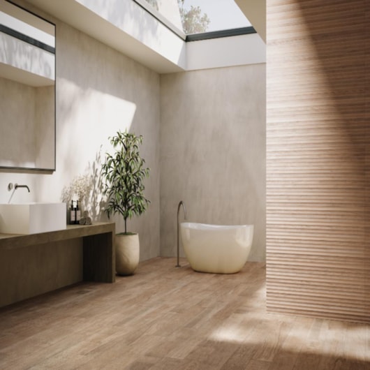 Porcelanato Portobello Arca Nordic Natural 20x120cm Retificado - Imagem principal - 8ac55f27-fc7b-43f5-b3dc-0c38a77812ba