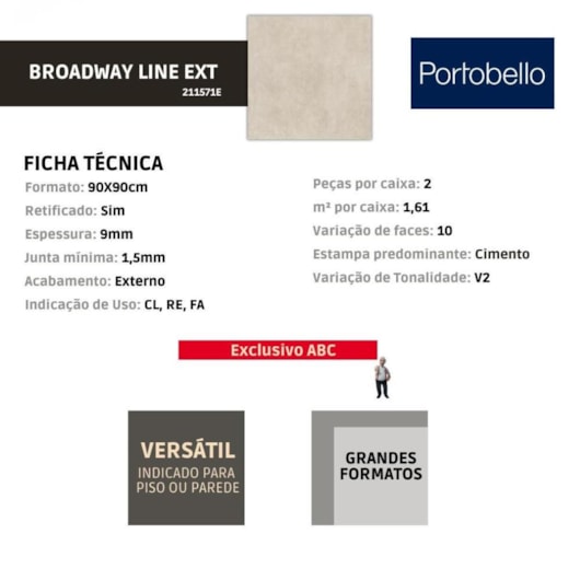 Porcelanato Portobello Broadway Lime Externo 90x90cm Retificado - Imagem principal - 668ad180-b0d3-49bb-8441-5c1346c0dd4b
