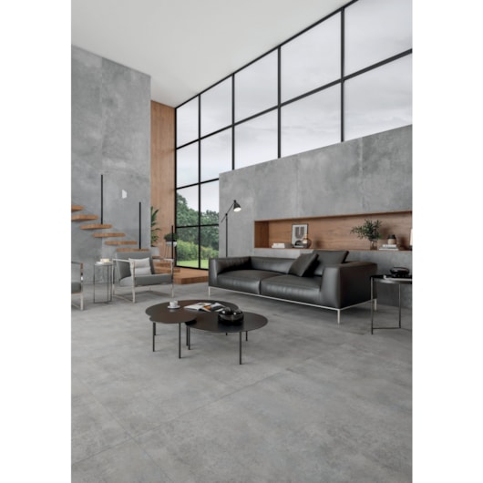 Porcelanato Portobello Nord Cement Cinza Natural 90x90cm Retificado  - Imagem principal - b06ad380-9357-4066-affe-27d42e66ea08