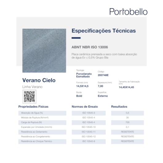 Porcelanato Portobello Verano Cielo Externo 14,5X14,5cm Bold - Imagem principal - 44e84fef-7ed0-4f6f-8eaa-66acb21337ab