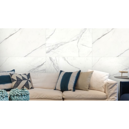 Porcelanato Retificado Castellamare Bianco Polido A Villagres 106,5x106,5 cm - Imagem principal - 5403125e-6ce1-4d19-b202-703a7788be1a