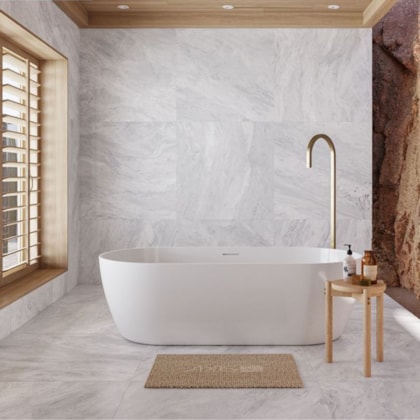 Porcelanato Retificado Light Marble Wh Polido 7mm A Roca 90x90 cm