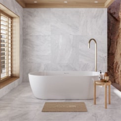 Porcelanato Retificado Light Marble Wh Polido 7mm A Roca 90x90 cm