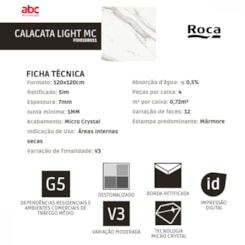 Porcelanato Roca Calacata Light Polido 120x120cm Mármore Retificado