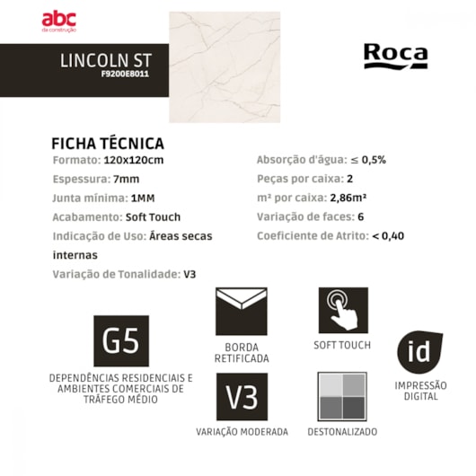 Porcelanato Roca Lincoln Soft Touch 120x120cm Retificado - Imagem principal - f49601a8-76e1-4d91-97b5-37efbf466e1d