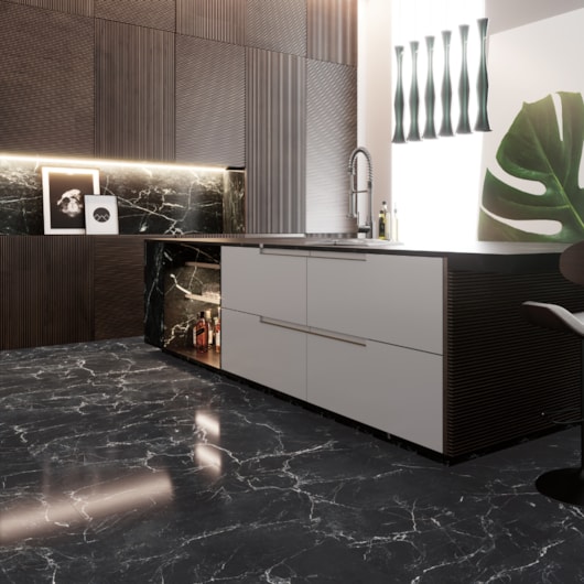 Porcelanato Roca Venato Black Acetinado 60x120cm Preto Retificado  - Imagem principal - a2fdccbc-eb5e-4781-a4d3-cc34d100066d