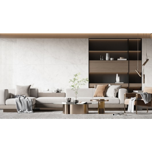 Porcelanato Villagres Bianco Thassos Polido 108x108cm Retificado - Imagem principal - bc1598da-4374-4710-ab55-7e048186a5fe