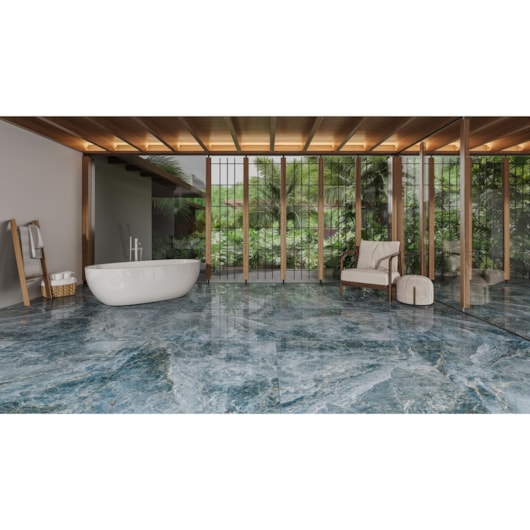 Porcelanato Villagres Blue Moon Polido 80,5x140cm Retificado   - Imagem principal - 2447e671-b6e1-4f97-a4ae-283f19c15586