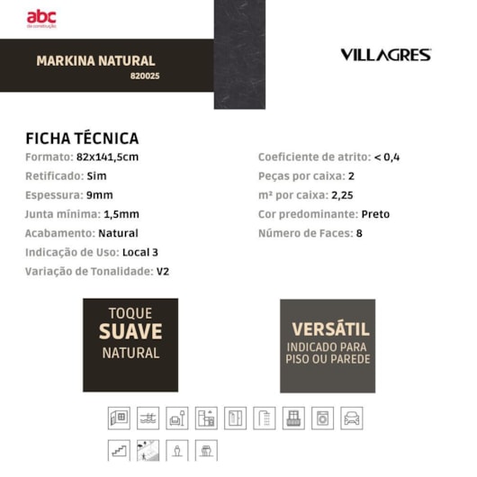 Porcelanato Villagres Markina Natural 82x141,5cm Retificado - Imagem principal - 9f320f5e-eb86-48d6-9a78-ab229aba6636