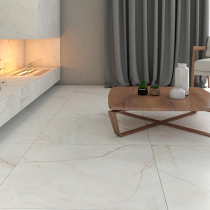 Porcelanato Villagres Palazzo Ducale Bianco Bianco Natural 123x123cm Retificado