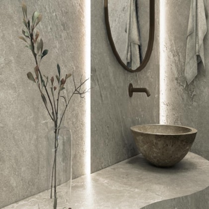 Porcelanato Villagres Pietra Di Merapi Grigio Natural 123x123cm Retificado