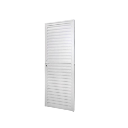 Porta De Alumínio Laminada Linha Sólida Esquerda Branco MGM 210x80cm