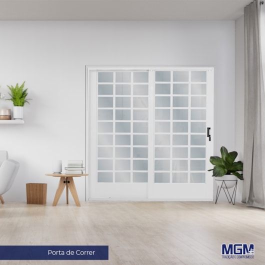 Porta De Correr 2 Folhas Divisor Quadriculado Branco MGM 215x160 cm - Imagem principal - 1b32f58a-4eec-4da3-acd0-c361462d160e