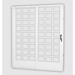 Porta De Correr 2 Folhas Divisor Quadriculado Branco MGM 215x160 cm