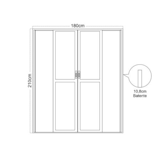 Porta De Correr 6 Folhas Vidro Liso Branco Mgm 210x180cm - Imagem principal - 4e71acdc-417c-409b-96f9-154155ee7170