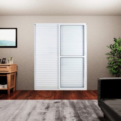 Porta De Correr Abertura Pela Direita 3 Folhas Sol Veneziana Branco MGM 210x160cm