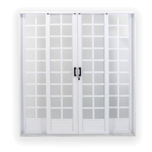 Porta De Correr Minas Sul 4 Folhas Divisor Quadriculado Vidro Liso Aço Branco MGM 215x200cm - Imagem principal - aebb5949-adfe-481a-bd57-d186b1958031