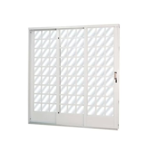 Porta De Correr Minas Sul Abertura Pela Esquerda 3 Folhas Divisor Quadriculado Vidro Liso Aço Branco MGM 215X160X14,5cm - Imagem principal - 06523c79-79c7-47ba-9653-f878871826b0