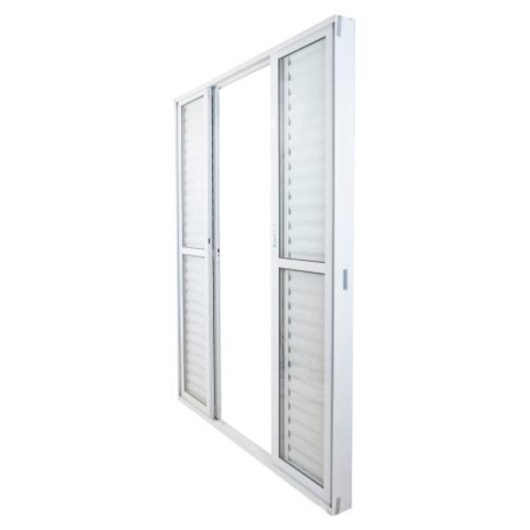 Porta De Correr Veneziana 6 Folhas Sólida Com Vidro Liso Branca MGM 210x160cm - Imagem principal - 6e99cd57-fc73-4fb0-a4d7-73d8ea04d402
