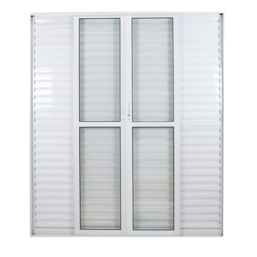 Porta De Correr Veneziana 6 Folhas Sólida Com Vidro Liso Branca MGM 210x160cm - Imagem principal - 11d62c3c-4fc1-4b85-aac2-a5690444769f