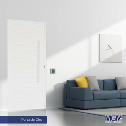 Porta De Giro De Alumínio Pivotante Linha Project Abertura Pela Direita Branco MGM 220x110cm