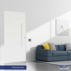 Porta De Giro De Alumínio Pivotante Linha Project Abertura Pela Direita Branco MGM 220x120cm