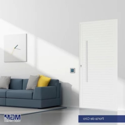 Porta De Giro De Alumínio Pivotante Linha Project Abertura Pela Esquerda Branco MGM 220x120cm
