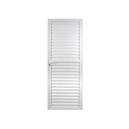Porta De Giro Laminada Linha Sólida Alumínio Direita Branco MGM 210x90cm