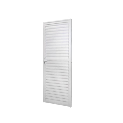 Porta De Giro Laminada Linha Sólida Alumínio Esquerda Branco MGM 210x90cm