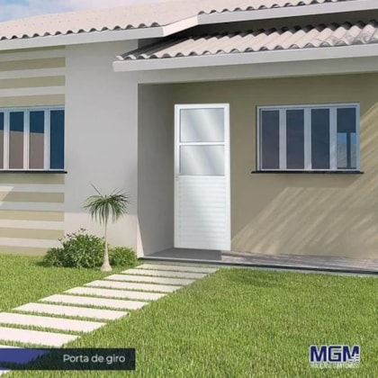 Porta De Giro Mista 2 Vidros Mini Boreal Direita Linha Sólida Branco MGM 210x90cm
