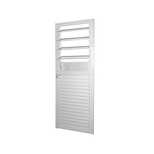 Porta De Giro Mista Bascula Vidro Liso Abertura Pela Esquerda Soft Aluminio Branco MGM 210x80cm - Imagem principal - 81cadf1c-8720-44c9-bb04-8b723e6a4c4b