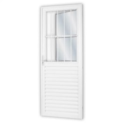 Porta De Giro Mista Postigo Abertura Pela Esquerda Alumínio Vidro Mini Boreal Branco MGM 210x90cm