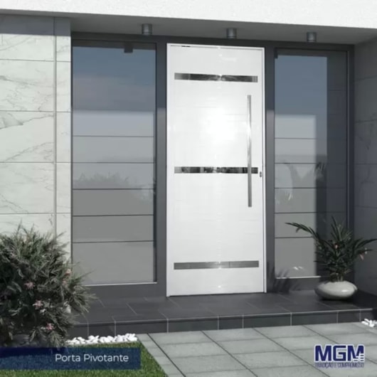 Porta De Giro Pivotante Alumínio Lambri Friso Abertura Pela Direita Branco Mgm 220x110cm - Imagem principal - 50488c55-2b59-4807-bd01-0cb739286791