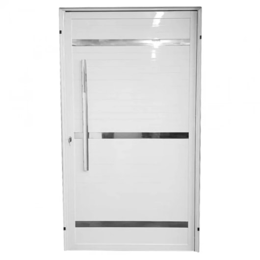 Porta De Giro Pivotante Alumínio Lambri Friso Abertura Pela Esquerda Branco Mgm 220x110cm - Imagem principal - c062c63f-c856-4873-80d3-c56648d6b13b