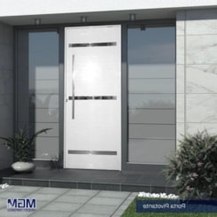 Porta De Giro Pivotante Alumínio Lambri Friso Abertura Pela Esquerda Branco Mgm 220x110cm