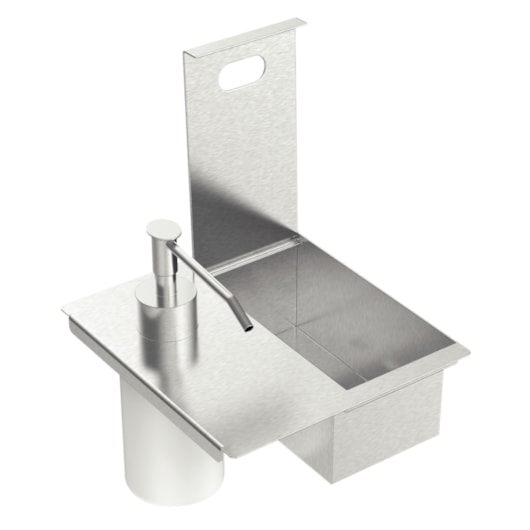 Porta Esponja com Tampa e Dosador de Sabão Líquido em Aço Inox para uso em canal organizador Tramontina - Imagem principal - bf939984-fb2c-4b71-a341-13b175319f81