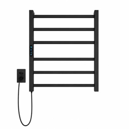 Porta Toalha Aquecido Titan Clean Digital Preto Fosco com Fio Bivolt Esquerdo Thermo