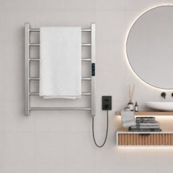 Porta Toalha Aquecido Titan Digital Inox Polido com Cabo Bivolt Direito Thermo
