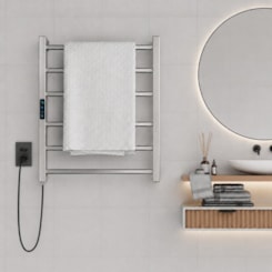 Porta Toalha Aquecido Titan Digital Inox Polido com Cabo Bivolt Esquerdo Thermo