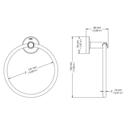 Porta Toalha Argola Hope Cromada Docol - Imagem principal - 4756cd39-5211-4aef-89ce-a8e3e60186cc