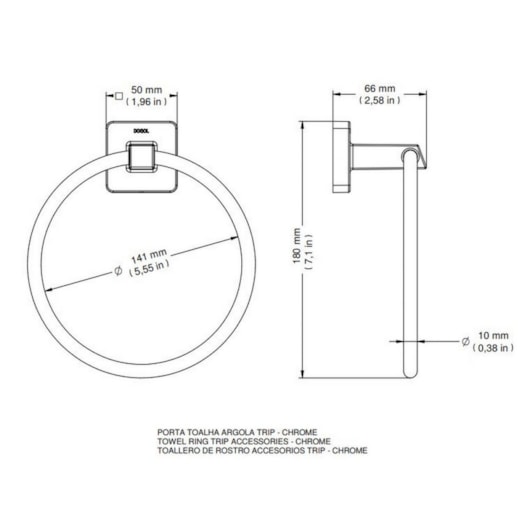 Porta Toalha Argola Trip Cromado Docol - Imagem principal - bc985fba-4bf7-4fd5-8562-c990dce29a54
