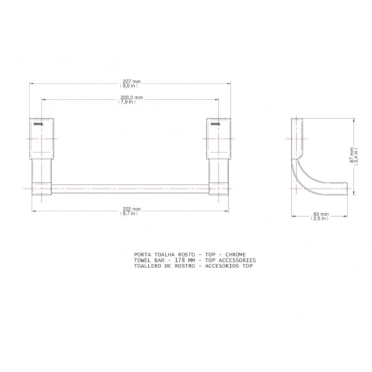 Porta Toalha De Rosto Top Cromado Docol - Imagem principal - 4d268fa7-e1b2-4110-83d5-e01217c654ae