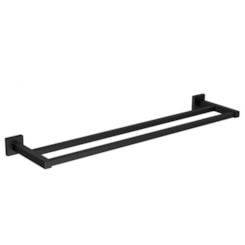 Porta Toalha Duplo Quadratta Black Matte Deca 60cm