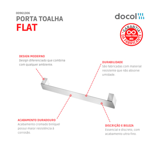Porta Toalha Flat Cromado Docol - Imagem principal - b086ccc3-aa0d-4d8a-a37a-21341a73b2df