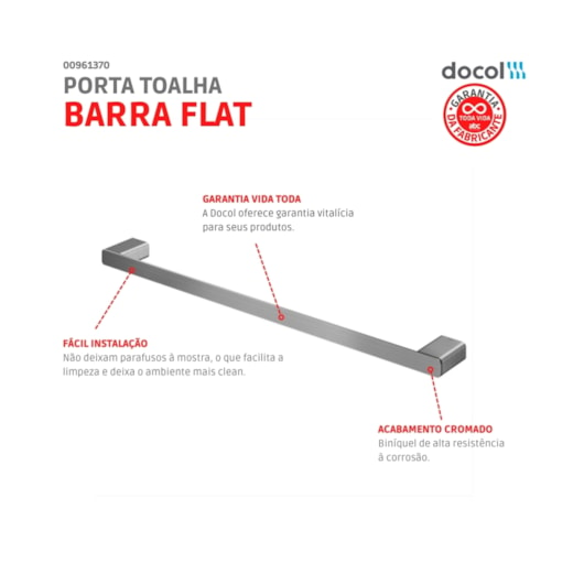 Porta Toalha Flat Grafite Escovado Docol - Imagem principal - b8b75e0c-dbd2-4bb5-9477-dac2b86fd117