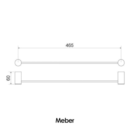 Porta Toalha Linear Atria Preto Matte Meber