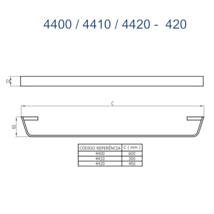 Porta Toalha Reto Curto 300mm Essence 420 Rosso Vecchio Fani